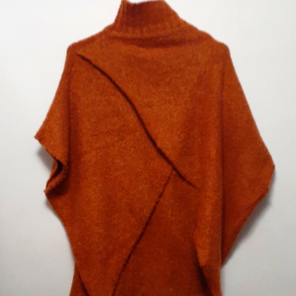 Figwood Burnt Orange Poncho Cardigan Wrap